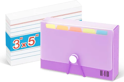 Vista 9 de Estuche de tarjetas de índice H4D de 3x5 con 100 tarjetas de índice pesadas rayadas y separadores, negro