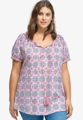 Vista 5 de ellos Blusa campesina con ribete de volantes para mujer, talla grande