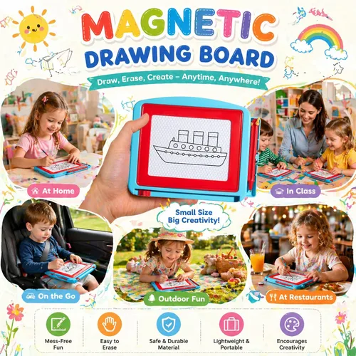 Vista 4 de Tinlade Paquete de 12 mini tableros magnéticos de dibujo para niños, pequeño boceto borrable, bloc de escritura, juguete de pintura a granel, regalo