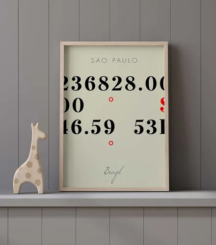 Vista 9 de Mapa de Sao Paulo, Brasil, Coordenadas Multilíneas de Colores (18x24)