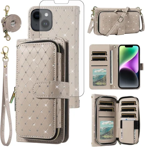 Vista 105 de Funda para teléfono iPhone 6 6S con cremallera y protector de pantalla con protector de pantalla, correa de cordón cruzado, ranura para iPhone 6 Six