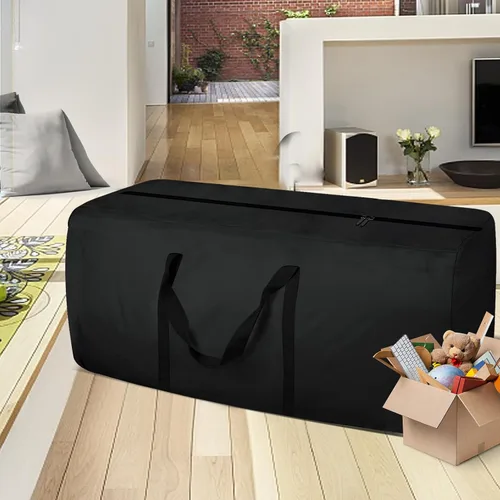 Vista 6 de Bolsa de almacenamiento para cojines de patio, 68 pulgadas, extra grande, impermeable, para exteriores, con cremalleras y asas para muebles