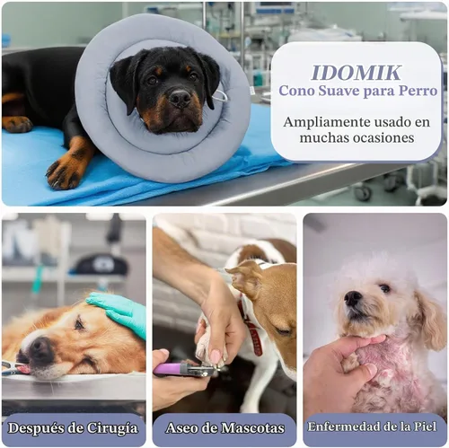 Vista 7 de IDOMIK Collar de recuperación para perros, cono suave impermeable para Azul