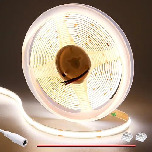 Vista 8 de GOMING Tira de luz LED COB DC de 12 V, blanco cálido, 3000 K, 16.4 pies, 1560 LED, CRI 93+, brillo uniforme, flexible, IP20, no impermeable, cinta