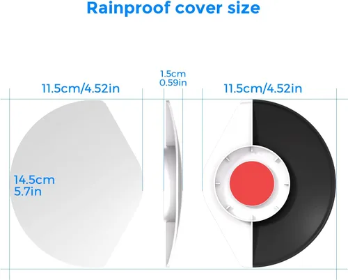 Vista 7 de Protector de lluvia solar para cámara de exterior con anillo y batería adherente I, cubierta protectora universal resistente a la intemperie
