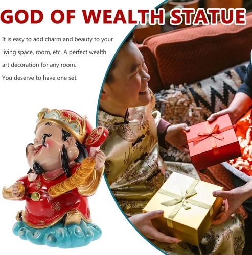 Vista 3 de BESPORTBLE CAI Shen - Estatua de Feng Shui, Dios de la riqueza, 2.5 x 3.5 pulgadas, adornos de resina de la suerte para sala de estar, dormitorio