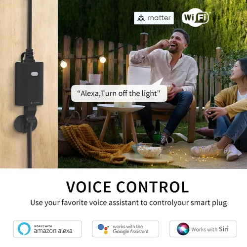 Vista 6 de Enchufe inteligente para exteriores con enchufe WiFi resistente, control remoto, impermeable, compatible con Alexa Google Assistant, no requiere
