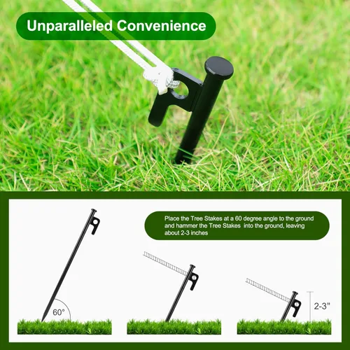 Vista 6 de Kits de estacas para árboles, estacas de árbol resistentes y kits de soporte para árboles jóvenes contra el mal tiempo, 3 estacas para árboles, 3