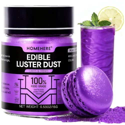 Vista 17 de HomeHere Purpurina comestible para bebidas y pasteles, 0.35 onzas de polvo brillante de diamante de grado alimenticio, polvo brillante