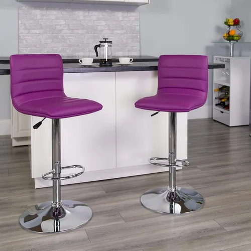 Vista 53 de Flash Funiture silla de bar ajustable con base cromada, Vinilo, Gris