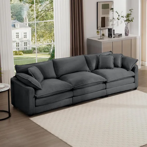 Vista 31 de Aoowow Sofá de dos plazas de pana, modernos sofás de nube de 2 plazas para sala de estar, sofás modulares de nube seccionales con asiento profundo