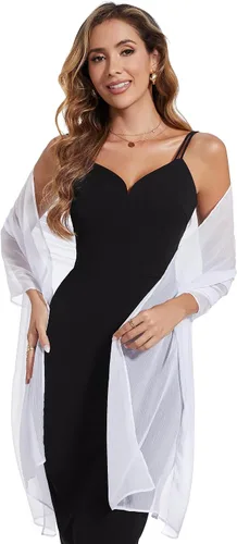 Vista 4 de Bufandas y envolturas de chal para mujer, para vestidos de fiesta de noche, transparentes, suaves, sedosos, de gasa, para boda o novia