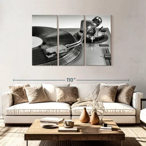 Vista 26 de Elephant Stock BW - Reproductor de discos de vinilo para pared, lienzo horizontal, decoración de pared de sala de estar de 3 piezas, impresión