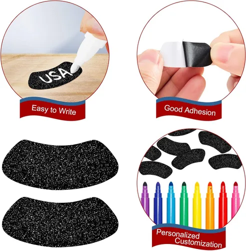 Vista 3 de 140 pares de calcomanías de ojos negros con purpurina para deportes, tiras negras, calcomanías adhesivas para béisbol, softbol, fútbol, deportes