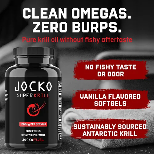 Vista 3 de Jocko Fuel Aceite de krill antártico Omega 3 Suplementos de ácidos grasos DHA y EPA - 1000 mg cápsulas blandas - Apoya las articulaciones