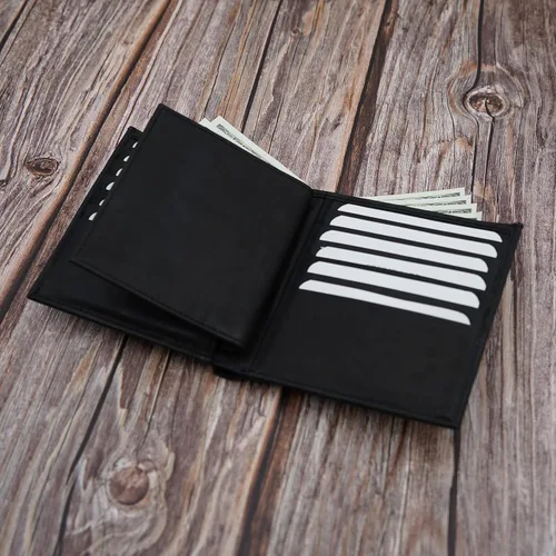 Vista 7 de AG Wallets Cartera de identificación extraíble de cuero de vaca auténtica para hombre, Negro -, Billetera plegable