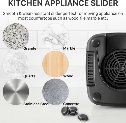 Vista 4 de 8 piezas deslizantes de electrodomésticos para cocina, color negro, autoadhesivos, pequeños electrodomésticos de cocina, fáciles de mover y ahorrar