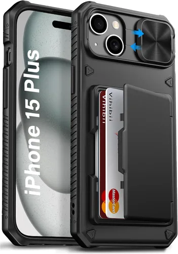 Vista 40 de Vihibii Funda para iPhone 13 Pro Max/iPhone 12 Pro Max con tarjetero (4 tarjetas) [bloqueo RFID] y cubierta de cámara deslizante, protección contra