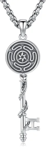 Vista 28 de Joyería Mágica para Mujeres y Hombres Nudo de Bruja Plata 925 Original Collar de Nudo de Bruja Tetragrammaton Hecate Collar Lilith Collar Pentagrama