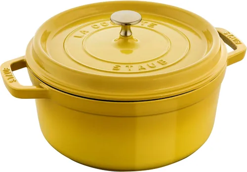 Vista 10 de Staub - Olla redonda de hierro fundido de 2.75 cuartos, color trufa blanca, fabricada en Francia