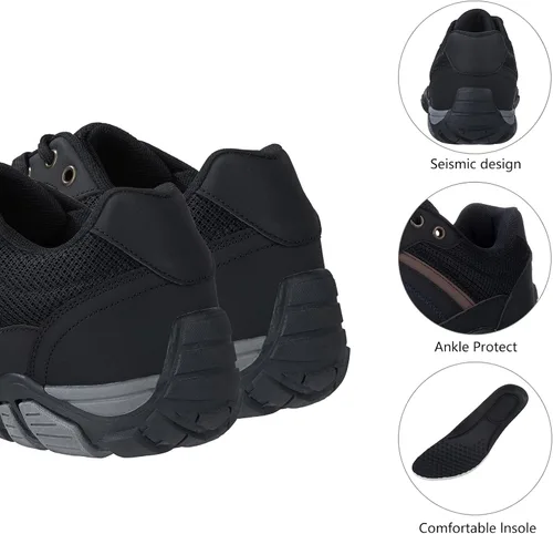 Vista 5 de FINURO Zapatos de senderismo antideslizantes para hombre, cómodos zapatos de senderismo bajos para caminar al aire libre, zapatos de trabajo