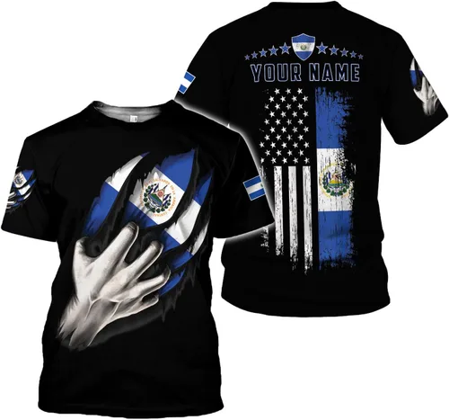 Vista 10 de Ligthuy - Camisa de El Salvador con nombre personalizado 3D, camiseta con la bandera de El Salvador para hombres y mujeres, camisetas unisex S-5XL
