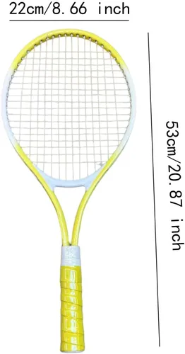 Vista 2 de predolo Raqueta de tenis con agarre cómodo y cuerdas de nailon para práctica de playa, color amarillo