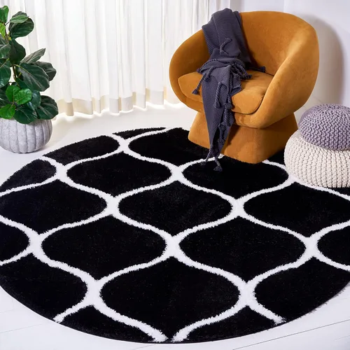 Vista 53 de SAFAVIEH Tahoe Shag Collection - Alfombra para pasillo, 2 x 9 pies, color beige y blanco, diseño de enrejado, no desprende pelusa y de fácil