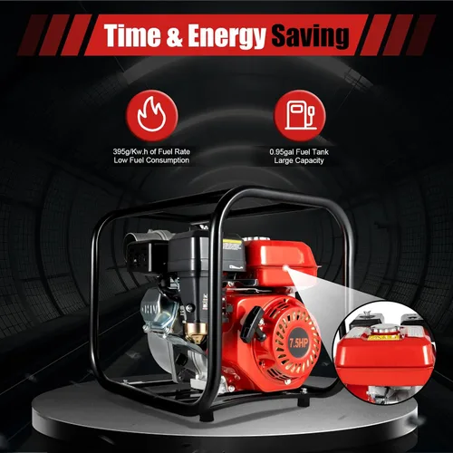 Vista 3 de Bomba de agua portátil con motor de gasolina de 7.5 HP 3KW 3600-Rpm de 3 pulgadas, caudal de 60m3/h Bomba de transferencia de agua semi-basura