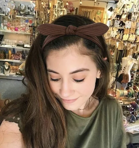 Vista 6 de Huachi Paquete de 8 diademas con lazo para el cabello de mujer, accesorios retro de moda para el cabello de conejo, diadema anudada para niñas