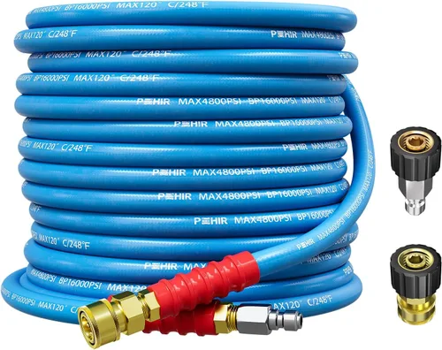 Vista 12 de POHIR Manguera de látigo para lavadora a presión de 2 pies, 3/8 pulgadas, 4800 PSI, con extremos de conexión rápida y adaptadores para agua caliente
