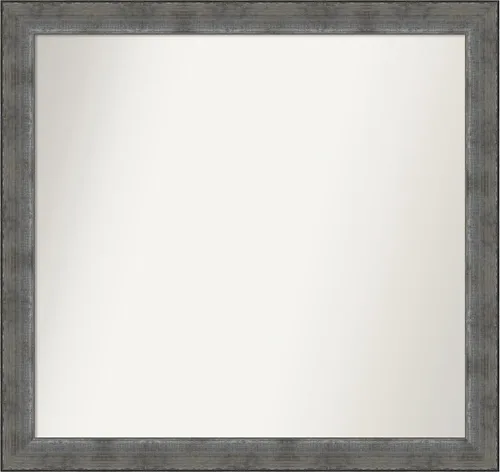 Vista 74 de Amanti Art Espejo de baño plateado para sobre el fregadero, 24 x 24 pulgadas, espejo cuadrado de peltre forjado a medida, marco de madera casual