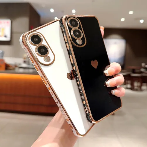 Vista 218 de phylla Funda de teléfono compatible con Samsung Galaxy A12 de 6.5 pulgadas, lindo corazón chapado en oro, elegante funda de lujo para mujer