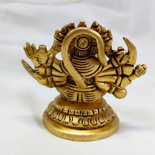 Vista 5 de Estatua Panchmukhi Hanuman de latón de 2.75 pulgadas – Señor Bajrangbali de latón decorativo adoración dioses hindúes decoración figura de regalo