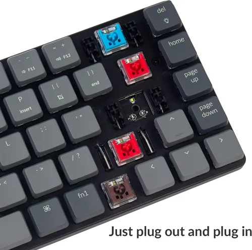 Vista 2 de Keychron K7 65% Layout Teclado mecánico USB inalámbrico ultradelgado intercambiable en calienteBluetooth con cable USB con interruptor óptico rojo