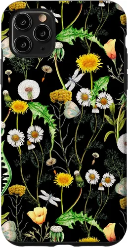 Vista 13 de iPhone 11 Pro Wildflowers Botanical Daisy Flores Dandelion Libélula Estuche de regalo