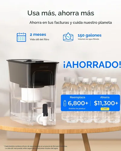 Vista 6 de Waterdrop WFD-02L Dispensador de filtro de agua de 35 tazas, reducción de Negro