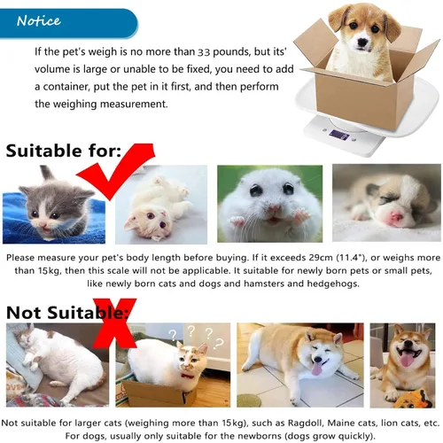Vista 5 de Báscula de peso para gatitos y cachorros recién nacidos, báscula digital multifuncional para mascotas, báscula electrónica LCD de alimentos