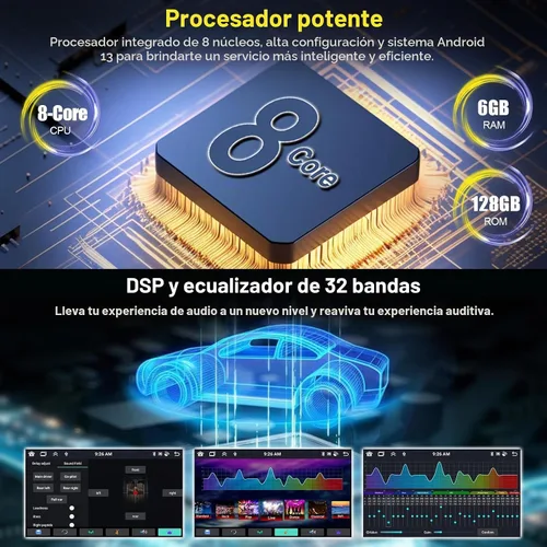 Vista 4 de 6G+128G 8-Core Android 15 Radio de coche estéreo para Ford F150 F-150 2009 2010 2011 2012 con CarPlay Android Auto 9 "IPS pantalla táctil unidad