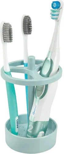 Vista 3 de iDesign Franklin - Soporte para cepillo de dientes XL de plástico sin BPA, 3.75 x 3.75 x 5.75 pulgadas, aguamarina