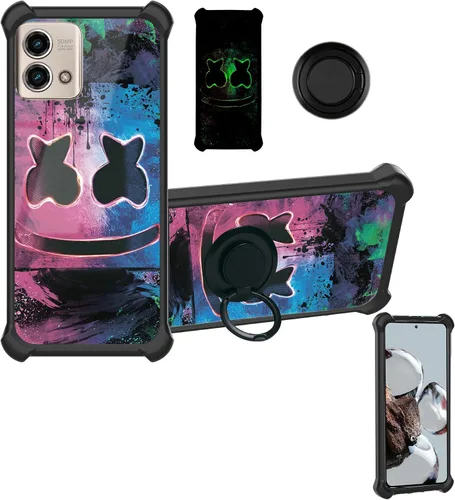 Vista 43 de Aroepurt Funda compatible con Nothing Phone 2a Phone Case Cover [PC duro + silicona suave] [soporte de anillo] [efecto luminoso] YGH-BQ