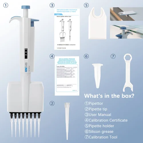 Vista 4 de ONiLAB Micropipeta de laboratorio, pipetas multicanal de 8 canales de volumen ajustable, 0.5-10μl