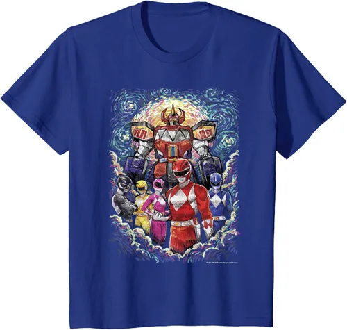 Vista 8 de Power Rangers Mighty Morphin' Megazord Starry Night Poster Camiseta