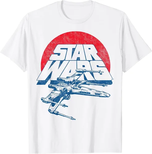 Vista 3 de Star Wars - Camiseta de manga corta para niño, diseño de X-Wing Fighter Azul/claro