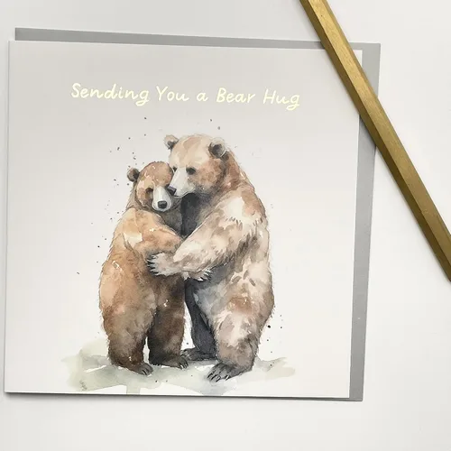 Vista 2 de Old English Co. - Tarjeta de acuarela con diseño de oso de acuarela para él o ella, tarjeta de Miss You para amigos y familia, con texto en inglés