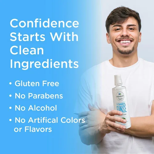 Vista 4 de Remedy Enjuague bucal natural y removedor de piedras amígdalas, alivia y cura las amígdalas, aloe vera, vitaminas, extractos de raíz, libre
