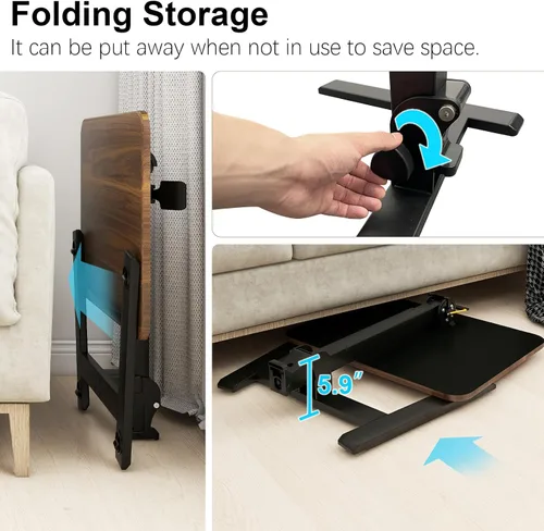 Vista 3 de PUNCIA Escritorio plegable móvil de 26", soporte neumático premontado Nogal