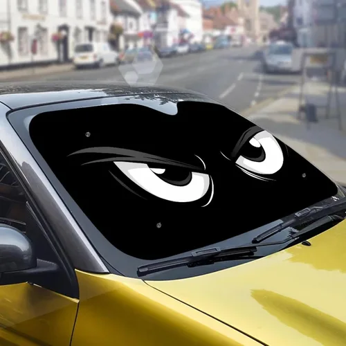Vista 5 de SEANATIVE Parasol divertido para parabrisas de automóvil, protección contra rayos UV, protector de ventana delantera, diseño de ojos enojados