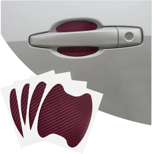Vista 10 de 4 calcomanías para tazas de manijas de automóvil, película protectora antiarañazos de fibra de carbono para puertas de automóvil, protector de tazas