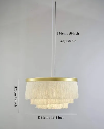 Vista 9 de Lámparas colgantes románticas nórdicas con borlas y lámparas de techo modernas creativas de 3 niveles en blanco